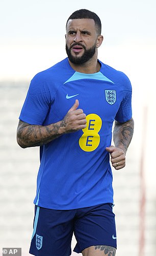 England player Kyle Walker (pictured taking part in drills during England's official training at the Al Wakrah Sports Complex earlier this month) is Kairo's father