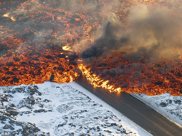 Lava spread across the frozen terrain, destroying everything in its path