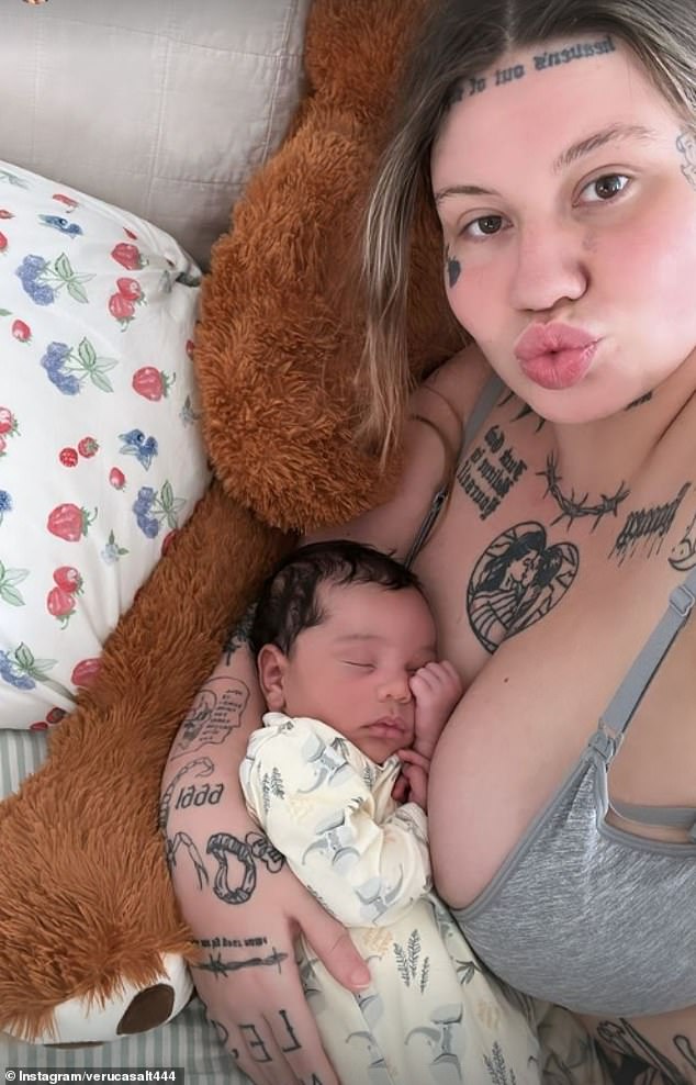 The Australian influencer, 25, is in mourning after announcing the heartbreaking news on Monday morning that her six-week-old baby Cash had 'died in his sleep'