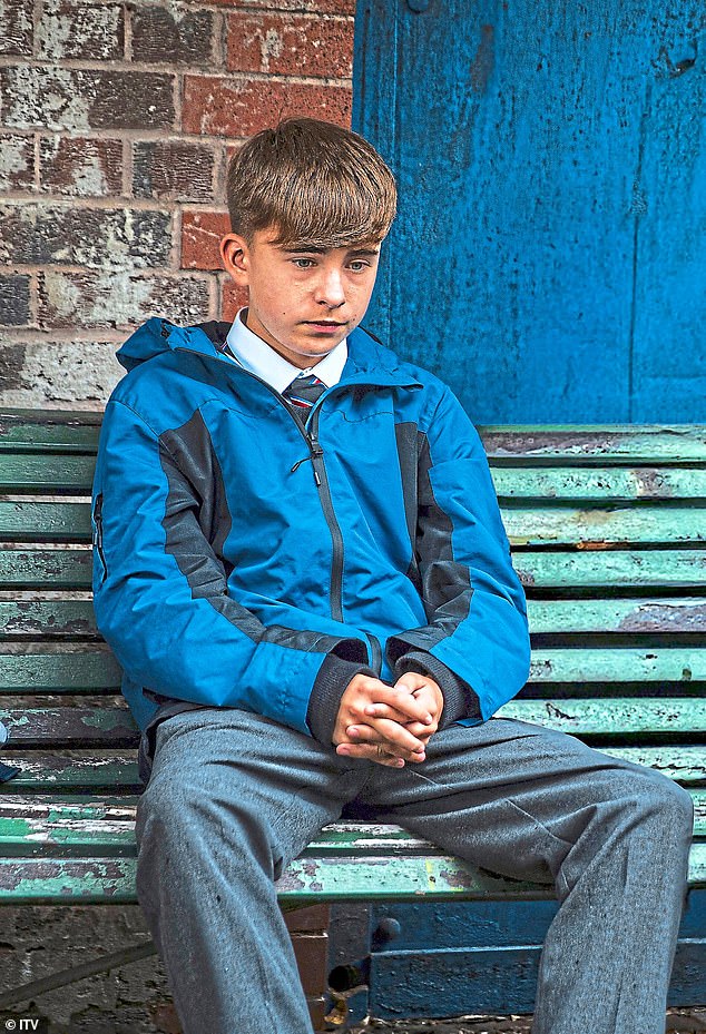 School bullying is the latest problem on Coronation Street as Maria discovers Liam (pictured) is researching ways to commit suicide