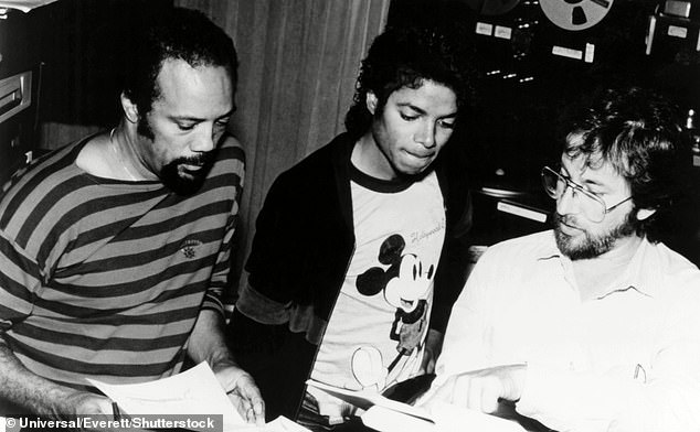 The arrangement may also include songs by other artists from the Mijac publishing catalogue;  Quincy Jones, Jackson and Steven Spielberg at work on the ET storybook soundtrack album, 1982