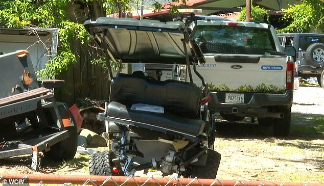 Komoroski was first charged with speeding on May 31, 2018 in Horry County, South Carolina after crashing into the golf cart (photo)