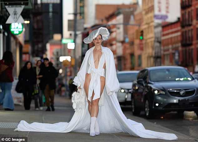 It also had a cape with a train for an even more dramatic entrance to the show