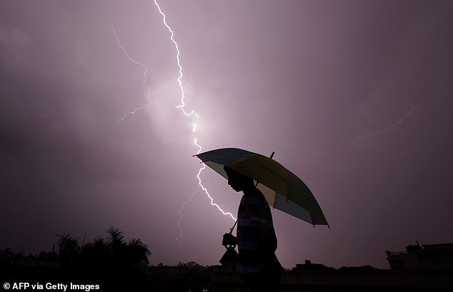 The purity of rainwater makes it a poor conductor of electricity – unlike polluted tap water, experts say (stock photo)