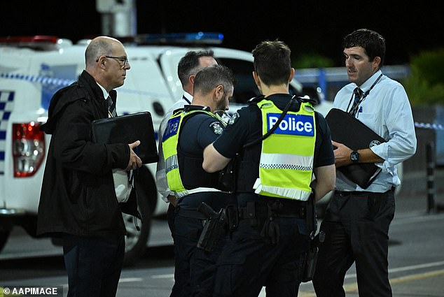 Several victims were injured when a man allegedly assaulted four people in a separate incident, while another man allegedly threatened to harm a PSO with a glass bottle (photo of investigators and police officers on scene at Princes Bridge on Friday evening )