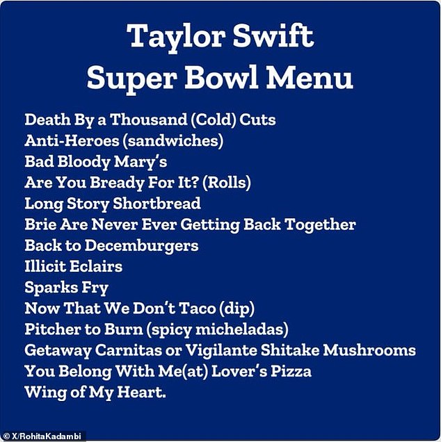 One content creator even took to social media to share snacks with references to Taylor's songs