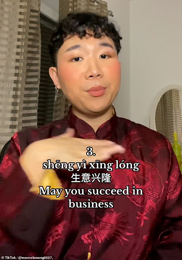 Marcelo Wang, aka @marcelowang0527, who has a whopping 308,000 followers on TikTok, recently shared his favorite greetings for the Lunar New Year