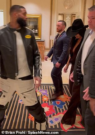 Odell was spotted wearing black and white colored pants and a matching leather jacket