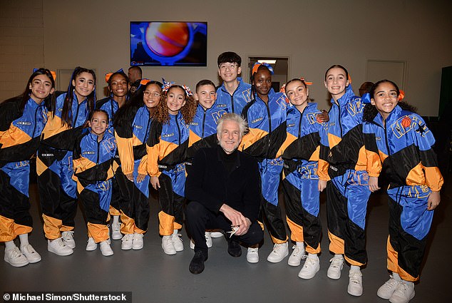 Oppenheimer star Matthew Modine was also seen pausing for a quick photo with Knicks City Kids as he arrived to watch the game