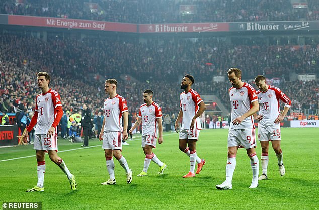 Bayern Munich's players were dejected as they trudged off the pitch at full-time at the BayArena