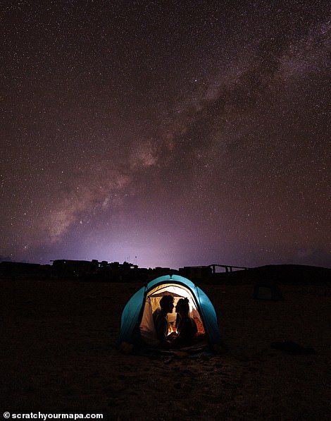 A starry night in Socotra, where the couple claims that 'the sky is always full of stars' and has 'unique landscapes that you can't find anywhere else'