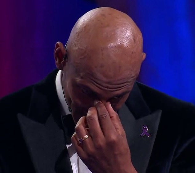 Haller appeared at an awards ceremony a month after his diagnosis and wiped away tears as he gave an emotional acceptance speech