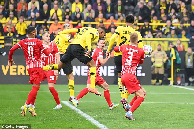 Haller scored his first league goal after treatment for Dortmund on World Cancer Day