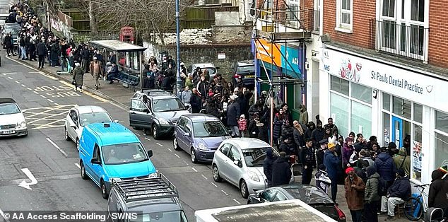 A huge queue forms for a new NHS dentist in Bristol - showing just how desperate Britain's dental crisis has become