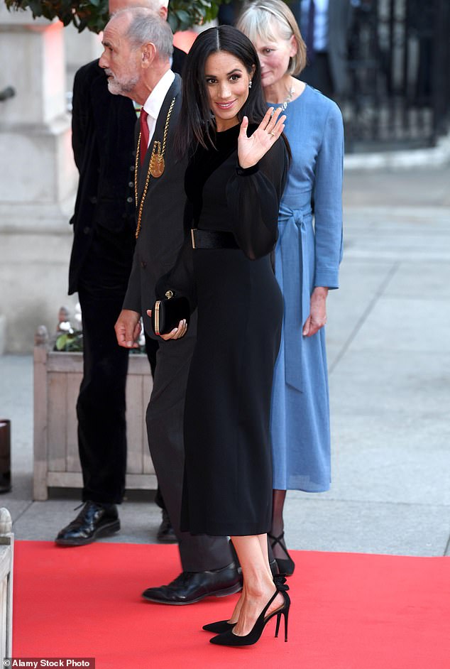 Meghan attended the opening of the Oceania exhibition at the Royal Academy of Arts in Aquazzura's Bow Tie Pumps 105