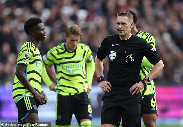 Referee Craig Pawson did rely on VAR help before awarding the penalty (above)