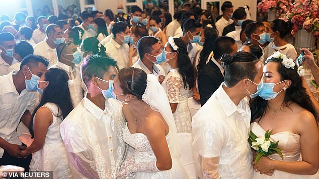 During the COVID-19 pandemic in 2020, a number of couples married, albeit in smaller numbers, in a mass wedding ceremony on Valentine's Day