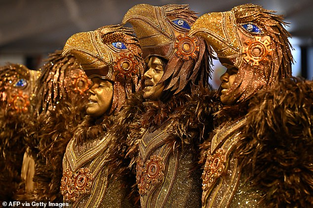 Revelers from the Aguia de Ouro had 60 to 70 minutes to make their way along the 700 meters (yards) of the Marques de Sapucai