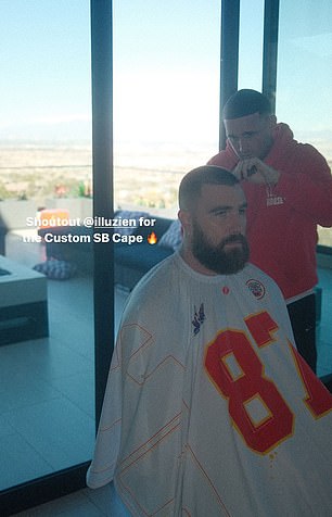 Patrick Regan - known as patty_cuts - does Kelce's hair for the games and has been in Vegas