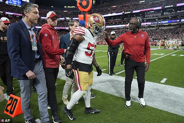 Greenlaw was able to get back up, a reassuring sign for 49ers fans, although he will not return to Sunday's game