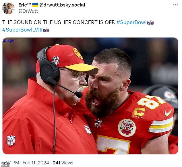 One social media user made a meme of Travis Kelce's photo of the sideline meltdown and wrote, 