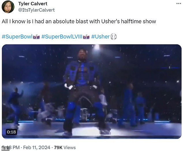 “All I know is I had a blast at Usher's halftime show,” wrote another.