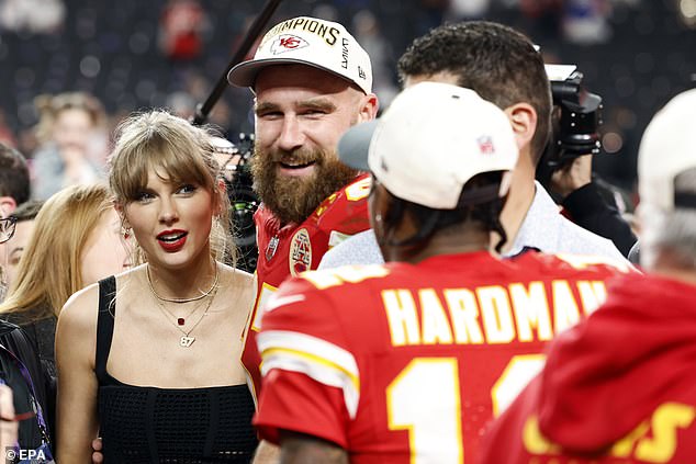 The pop star watched the highly anticipated match from the stands and cheered on her boyfriend Travis Kelce