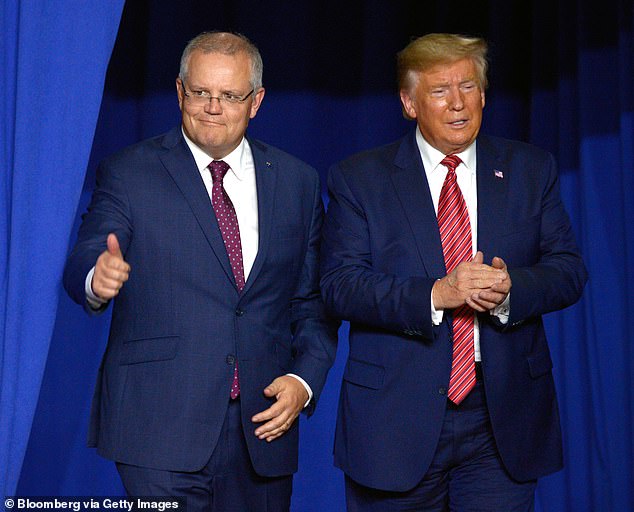 Scott Morrison is pictured with former US President Donald Trump, who he described as a 'disruptor'