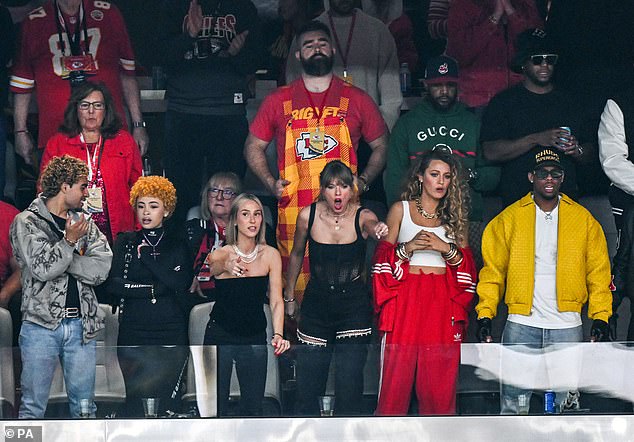 Jason watched the game with his brother's girlfriend, Taylor Swift, and her celebrity friends