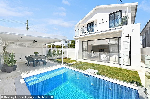 Snith purchased the original California bungalow in 2019 for $3.505 million and later spent a reported $495,000 on a massive renovation that included adding a second floor, bathrooms and a fourth bedroom.  In the photo: the beautiful swimming pool area with entertainment terrace