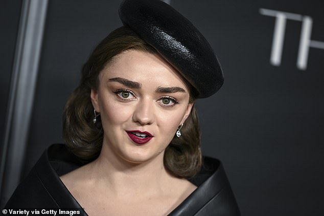 She wore a matching leather beret to complete the striking ensemble