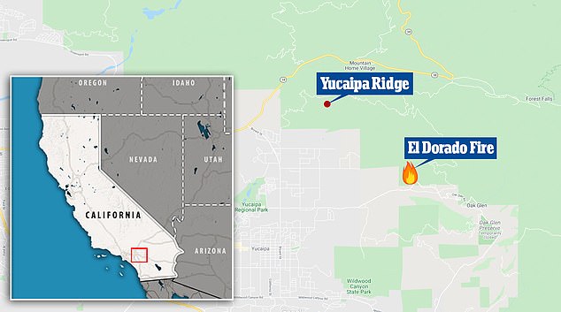 The fire spread from El Dorado Ranch Park in the north, into the Yucaipa Ridge and into the San Bernardino National Forest