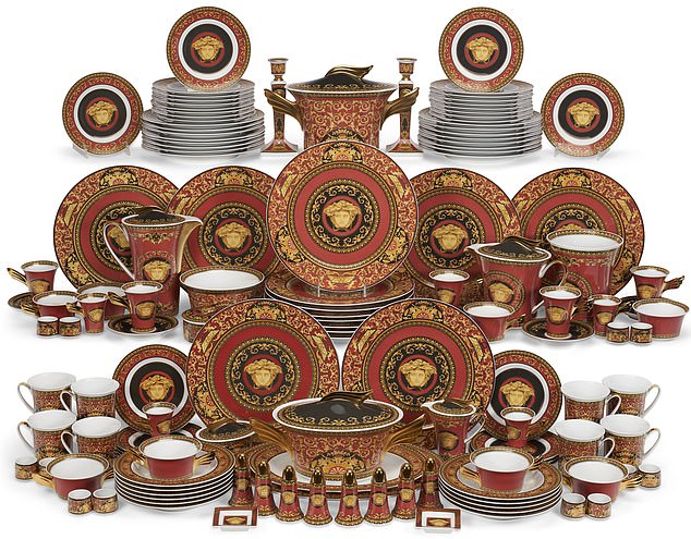 A Versace (Rosenthal) porcelain 'Medusa Red' dinnerware set, which will sell for at least $4,000