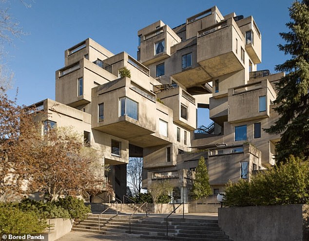 Elsewhere in Montreal, Canada, a residential complex was built in 1967 to allow natural light to all four sides of the flat, but it looks more like Soviet architecture.