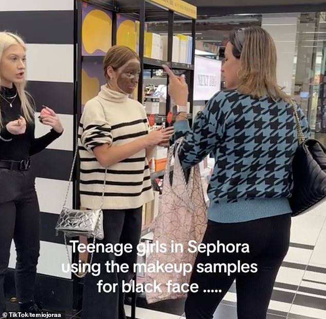 A staff member confronted the group and criticized the girls' apparent chaperone for their 'incredibly offensive' behavior