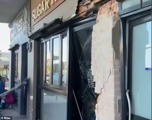 The dessert bar will have to remain closed (pictured) while the broken glass and crumbling bricks are repaired, which could take some time.