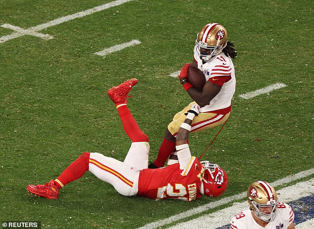 Aiyuk picked up just three catches during the Super Bowl as the Niners broke away in overtime