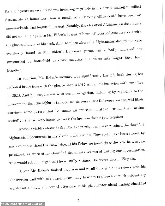 The details of the report fade from Biden's memory, both in conversations with his ghostwriter and with investigators.  The conclusion is that jurors may have thought he made an innocent mistake