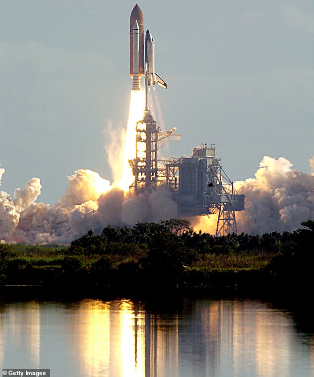 The Space Shuttle Columbia, on mission STS-107, launches from the Kennedy Space Center in Cape Canaveral, Florida, on January 16, 2003