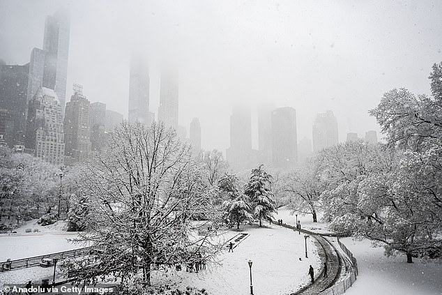 New York's John F. Kennedy International Airport had 4 inches of snow by 1 p.m., and 3 inches of snow had fallen at La Guardia Airport