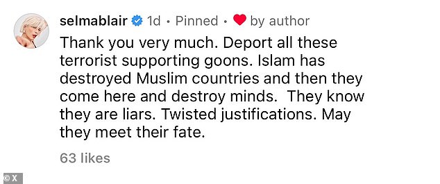 The Feb. 2 comment called for the deportation of Democratic Reps. Cori Bush and Rashida Tlaib, deeming them “terrorist-supporting goons” and claiming that “Islam has destroyed Muslim countries.”