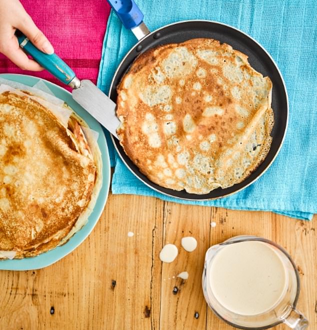 For soft, light pancakes, beat the batter until smooth with a fork and let it rest.  This allows air to be incorporated into the gluten from the flour, but gives the proteins time to relax (stock image)