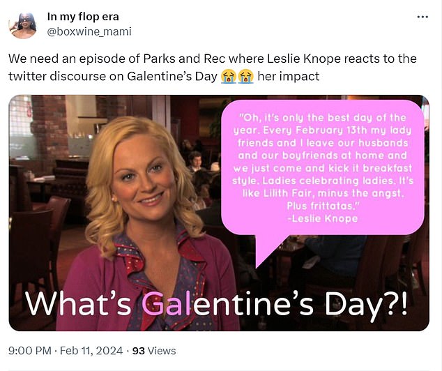 Parks and Recreation fans argued in the lead-up to February 13 about the true meaning of the celebration and condemned critics who called it a fake holiday for single women.