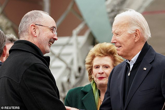 Senator Debbie Stabenow (center) said Biden's (right) energy level was high.  He was in his element.  I see a very different picture,” referring to the president's recent trip to Detroit, Michigan earlier this month