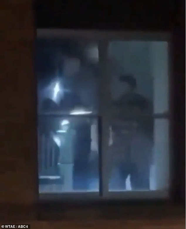 After residents of the building called police about a squatter, officers from the Connellsville Police Department arrived to find Geisel on the fourth floor and arrested him.  Disturbing images show the man walking down the stairs in handcuffs, without any officers standing in front of him