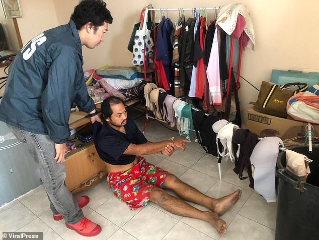 Police Colonel Payap Somboon said: 'He said he can't stop stealing underwear because he is addicted to it'