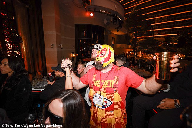 Jason, meanwhile, was seen hilariously dancing in his overalls and a wrestling mask in Vegas