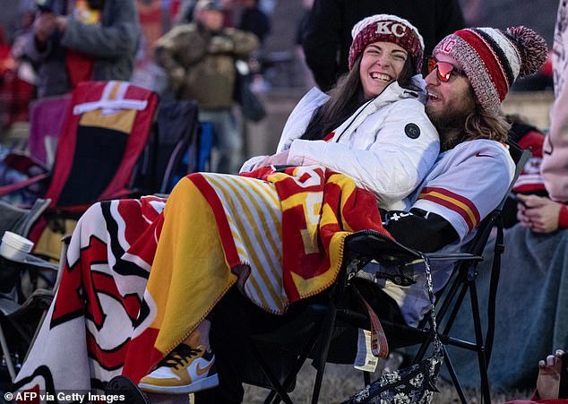 Some fans brought fold-out chairs to fill their spots hours before the parade started