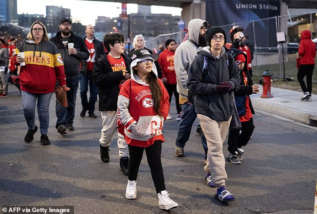 Fans entered downtown Kansas City hours before the 11 a.m. CT/12 p.m. ET start time