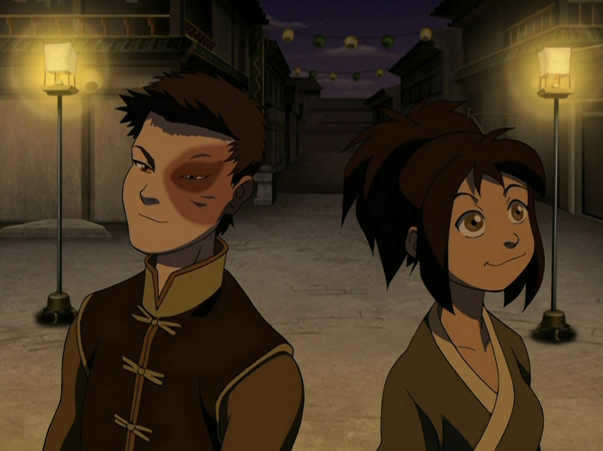 Jin and Zuko look up at something and smile